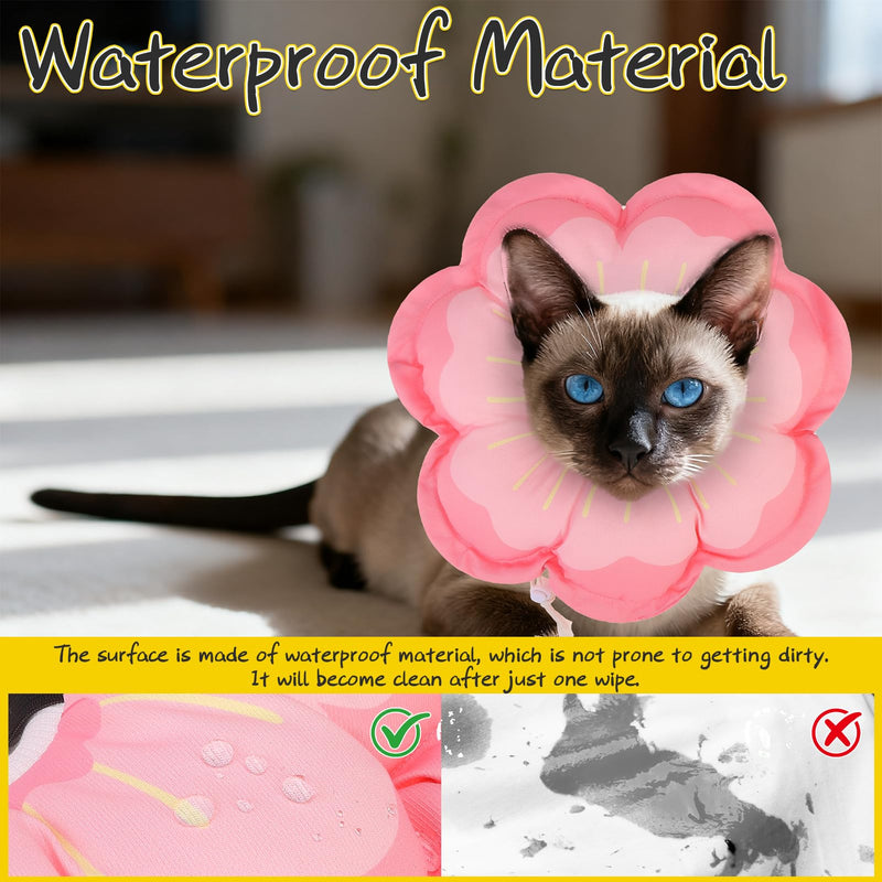 EXPAWLORER Cat Cone Collar Soft, Cat E Collar Recovery After Surgery to Stop Licking, Adjustable Waterproof Cute Neck Elizabethan Pet Kitten Puppy Donut Pillow for Cats Puppy Wound Healing, PinkM Medium Pink
