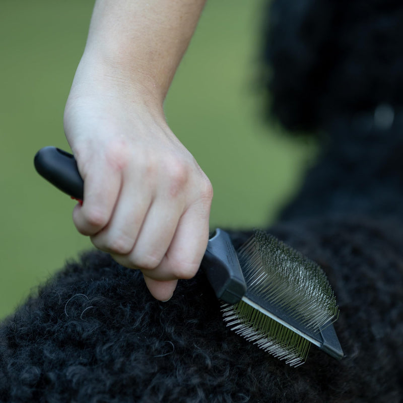 Jeffers Pet Double Sided Grooming Slicker Brush for Dogs, Cats, Puppies – Flexible Head with Stainless Steel Pins – Detangler Tool for Mats, Loose Fur, Shedding – Home or Professional Use - Small - PawsPlanet Australia