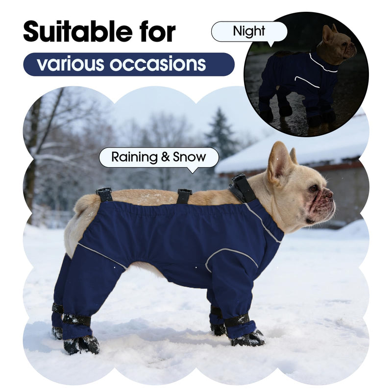 Waterproof & Dirt-Proof Dog Rain Boots for Small Medium Dogs – Adjustable One-Piece Paw Protectors with Reflective Strips and Non-Slip Soles for Rain Snow, Blue XS - PawsPlanet Australia