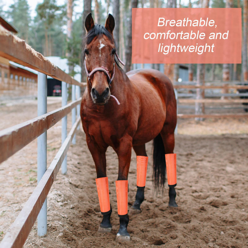 Set of 8 Mesh Fly Boots for Horse Breathable Mesh Horse Boots Protective Loose Wraps Adjustable for Preventing Legs Reduces Flies and Mosquitoes Bites(Orange, Pink,Yearling) Yearling Orange, Pink - PawsPlanet Australia