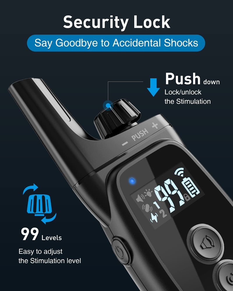 ABBIDOT Dog Training Collar with Remote - 3500FT Shock Collar for Dogs 5-130 lbs，IPX7 Waterproof & 4 Training Modes, Safety Lock & Night Vision Light，Rechargeable E-Collar for Small to Large Dogs 1 Collar Black - PawsPlanet Australia