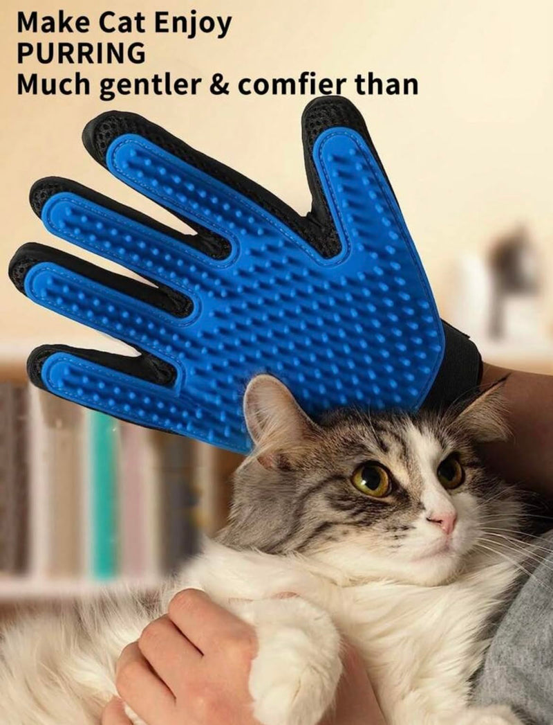 2-in-1 Pet Grooming Gloves & Deshedding Tool for Dogs & Cats – Gentle Undercoat Rake, Reduces Shedding, Tangles & Mats – Ideal for Long & Short Hair Breeds - PawsPlanet Australia