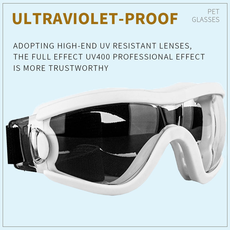 Small Dog Sunglasses with Adjustable Strap UV Protection, Winproof Puppy Sunglasses, Suitable for Dogs Eyes Protection，Soft Dog Goggles whitetransparent-S - PawsPlanet Australia
