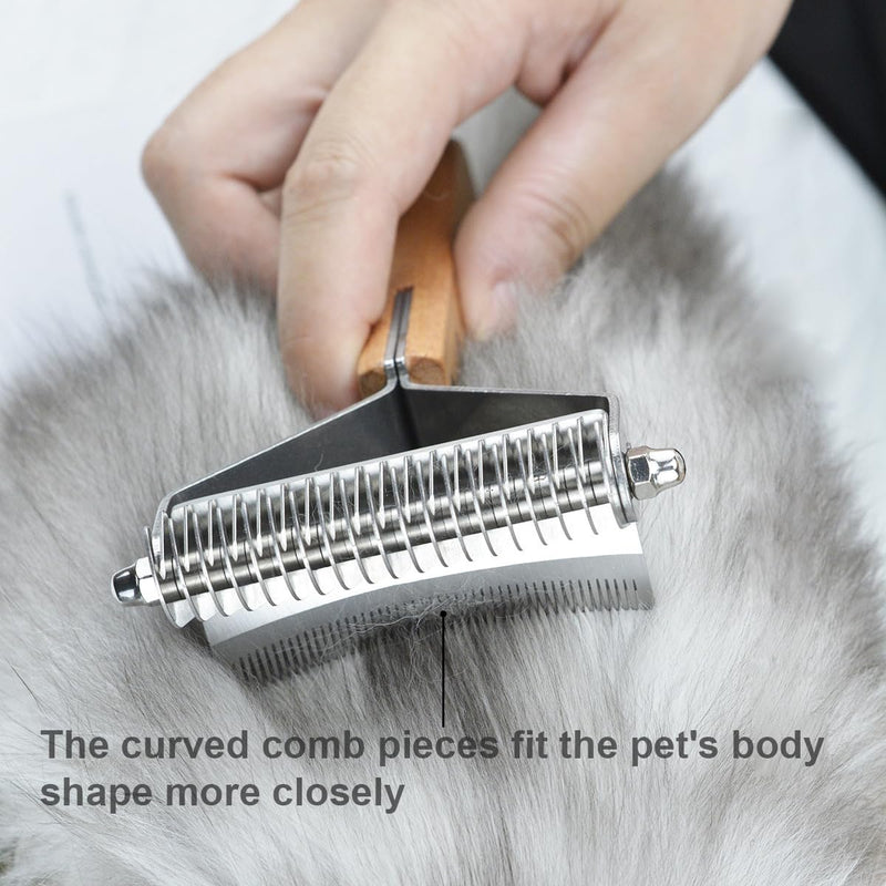 2 in 1 Dogs Cats Detangler Brush,Dematting Comb & Undercoat Rake for Dogs,Efficiently Detangling Shedding Loose Hair & Matted Fur, All Long Haired Pet - PawsPlanet Australia
