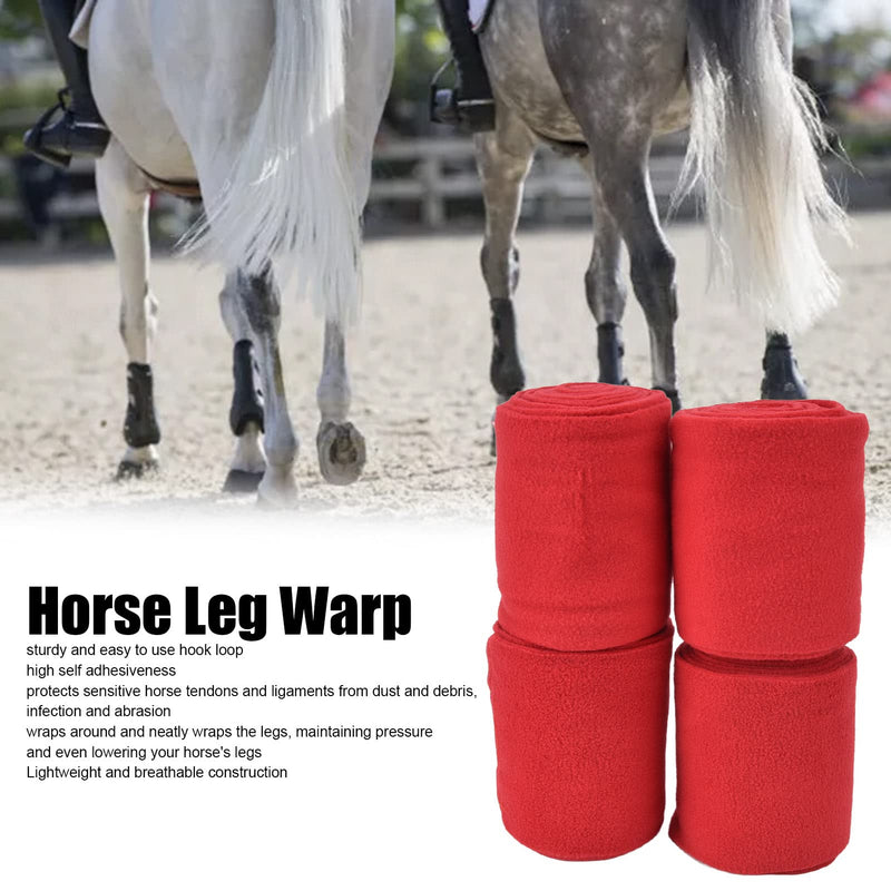 4Pcs Horse Leg Warp, Polyester Self Adhesive Breathable Wear Resistant Animal Leg Bandage for Cows Horses Red