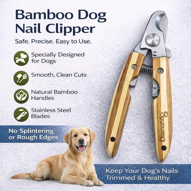 Diamondg Big Dog Heavy Duty Dog Nail Clipper and Trimmer with Full Length Hardened Steel and Wooden Handle Beige - PawsPlanet Australia