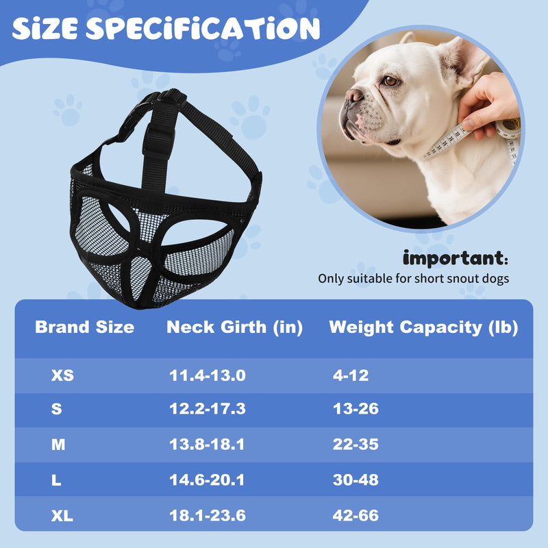 French Bulldog Muzzle with Open Eye Hole, Breathable Short Snout Dog Muzzle for English Bulldog, Pug, Pekingese to Prevent Biting(S,Black) S Black - PawsPlanet Australia