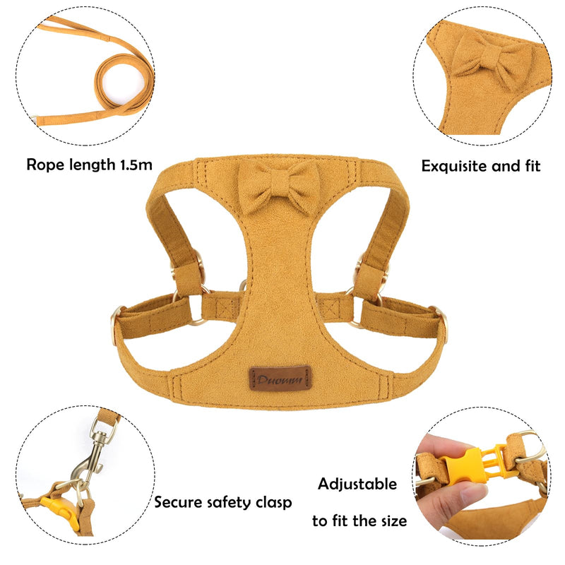 Cute Small Dog Harness and Leash Puppy Set with Bowtie,Step in Dog Harnesses,Soft Adjustable Cat & Dog Vest,Harness for Small Cats & Dogs Walks and Parties(Yellow,S:Weight 8.8-17.6lb) Yellow S(Chest:16-22'') - PawsPlanet Australia