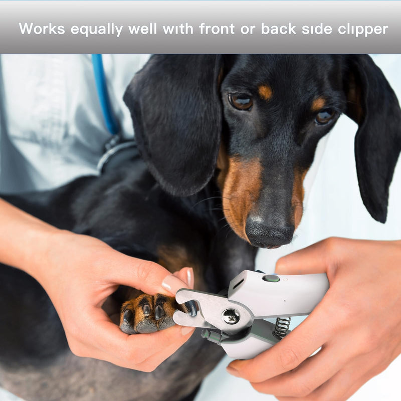 Type-C Rechargeable Dog & Cat Nail Clippers - LED Pet Nail Trimmer with Built-in Nail File, Extra Sharp Blades for Small & Medium Dogs, Indoor Cats (White-Gray) White-gray - PawsPlanet Australia