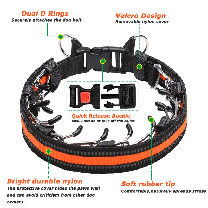 Prong Collar for Dogs, Reflective Covered Dog Spike Pinch Collar, Adjustable Dog Training Collar with Quick Release Buckle for Small Medium Large Dogs (L Size) Large/3.5mm/21.7in/Neck 16-20inch - PawsPlanet Australia