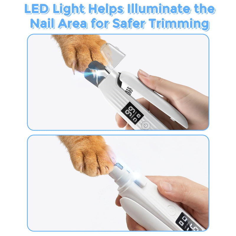 2-in-1 Led Cat Dog Nail Grinder - Rechargeable Pet Nail Trimmers with LED Light,300mAh Battery Quick USB Charge for Medium Small Dogs Cats Rabbits - PawsPlanet Australia