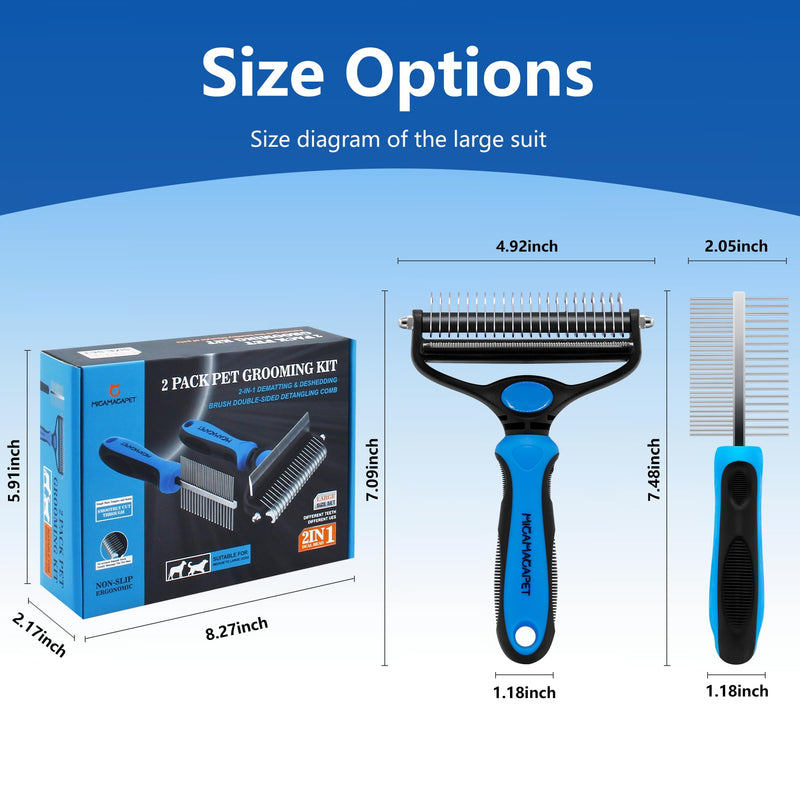 Pet Grooming Set with Shedding Brush and Dematting Comb，Brush for Long-haired Dogs，Dog Shedding Brush，Stainless steel teeth remove tangled hair，Pet Grooming Tools-Large Large - PawsPlanet Australia