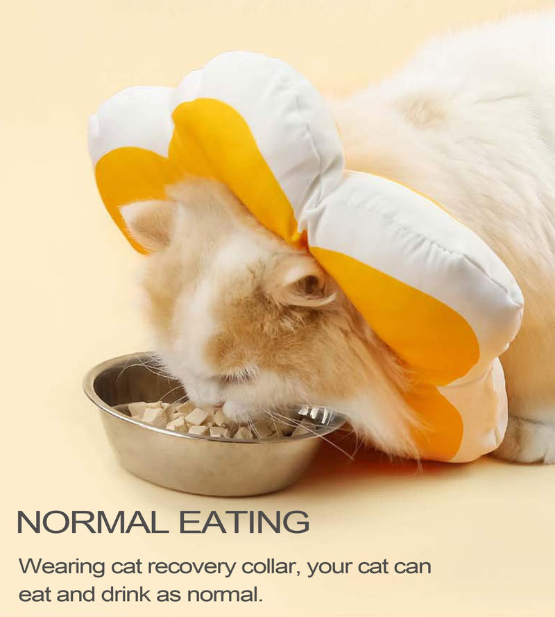 Cute Cat Cone Soft Collar to Stop Licking, Flower Shape Recovery Collar for Dog, Neck Pillow After Surgery for Kittens, Anti-Bite Lick Wound Healing Safety Elizabethan e Collar for Cats (Yellow, S) Yellow - PawsPlanet Australia