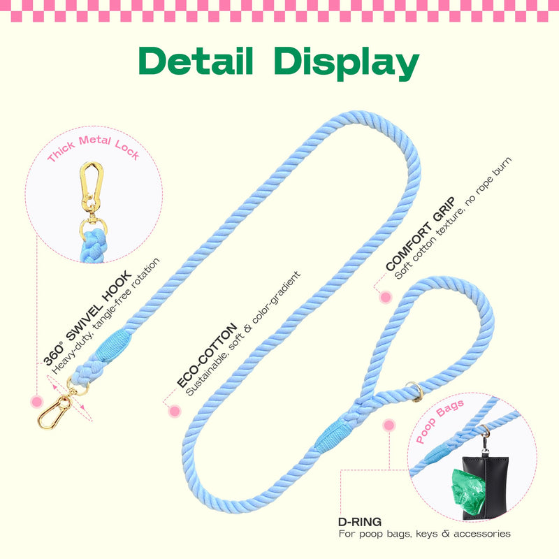 Natural Cotton Dog Leash, 6 FT Heavy Duty Rope Leash with Comfortable Handle, Durable Dog Lead for Walking and Training-Sky Breeze Sky Breeze - PawsPlanet Australia