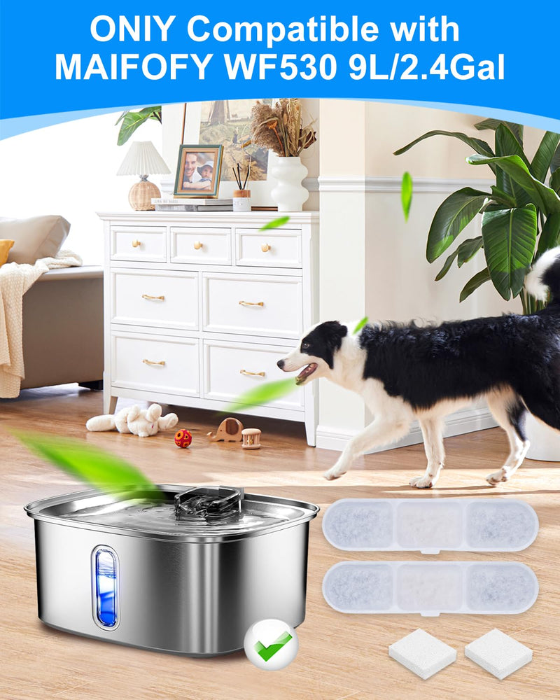 12+12 Pack Dog Fountain Water Bowl Filters Compatible with MAILOFY Pet Water Fountains WF530 9L/2.4GaL, Large Dog Dispenser Replacement Filter for Cat Automatic Waterer Fountain Grey, 12+12 Pack 1.4*5.9inch - PawsPlanet Australia