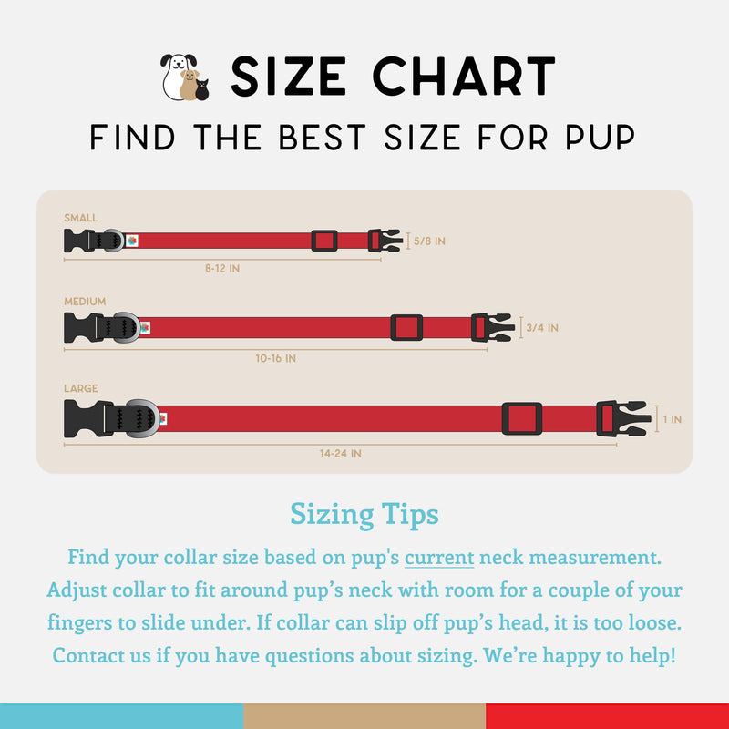 Dog Collar, Lightweight, Heavy Duty Dog Collar with Buckle, Fabric Pet Collar, Breathable & Adjustable Puppy Collar, Dog Collars for Medium Dogs (Red, Medium - 10-16 Inch) - Wildebeest Medium (10-16 Inch) Red - PawsPlanet Australia