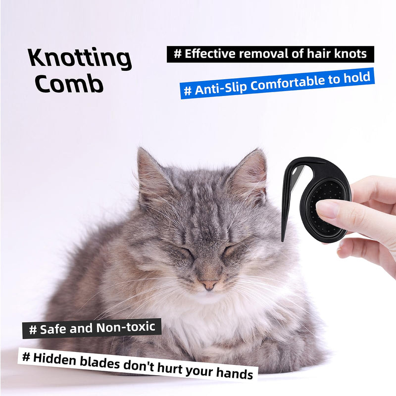 2 Pcs Knotting Comb for Cats Dogs, Pet Dog Shedding Brush, Pet Grooming Supplies for Removing Tangled and Grooming Loose Knotted Hair Black 2pc - PawsPlanet Australia