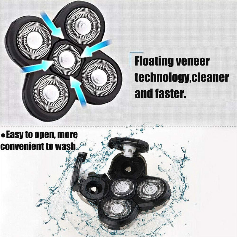 5 Head Shaver Heads, 2PCS Shaver Blade Heads Shaver Replacement for Electric Razor Shaving Bald Tool, Head and Face Electric Razor Shaver Head, Not Fit for Remington Razors and Skull Rotary Razors Black - PawsPlanet Australia