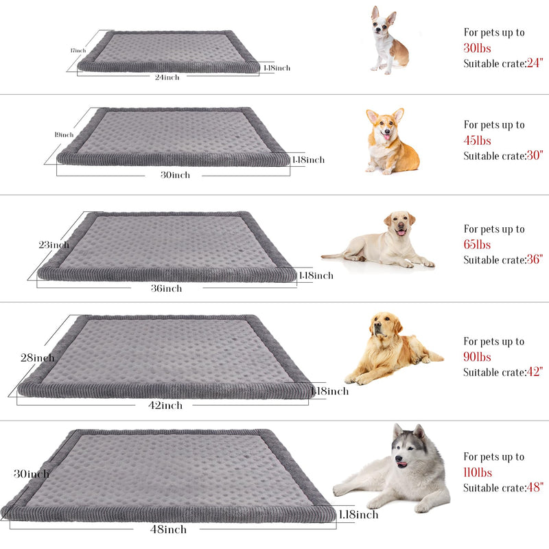 Large Dog Crate Pad 36 inch Gray Memory Foam Dog Kennel Bed Soft Flannel Washable Anti Slip Puppy Sleeping Mat,Grey Large Grey - PawsPlanet Australia