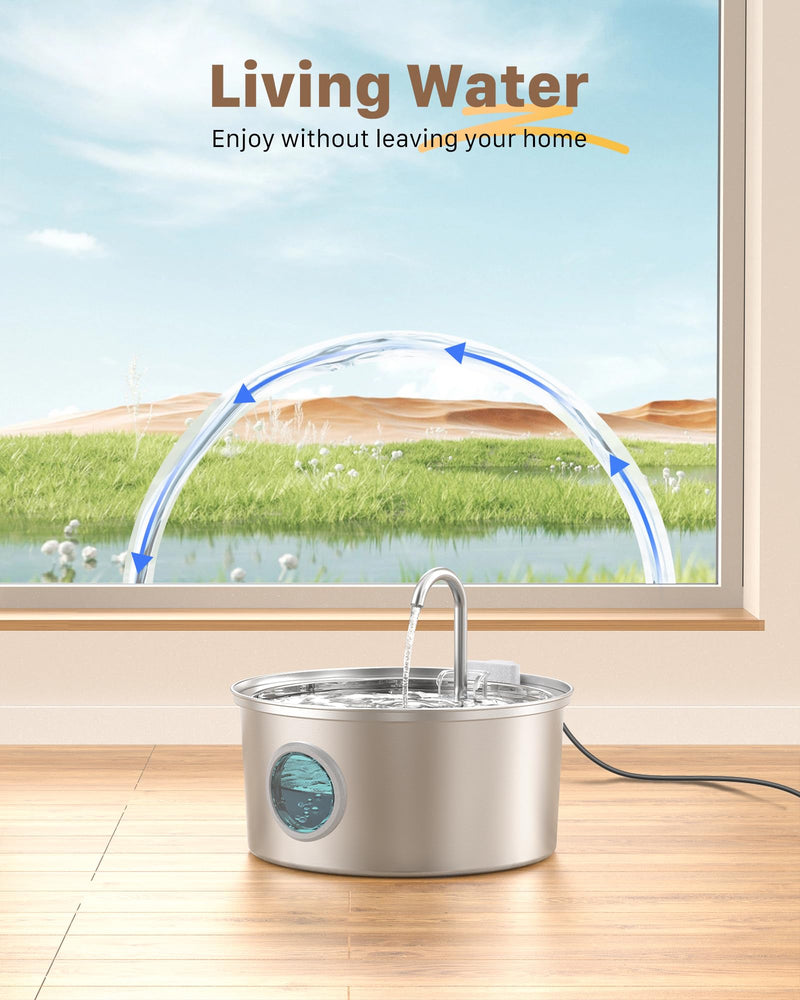 Cat Water Fountain Stainless Steel: Cat Fountain for Drinking - 108oz/3.2L Pet Water Fountain for Cats Indoor - Quiet Water Fountain for Cats - Faucet Pet Fountain - for Small and Medium-Sized Pets Cat Water Fountain - PawsPlanet Australia