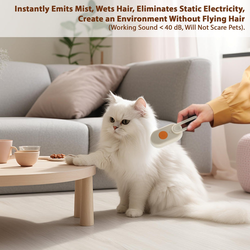 4 in 1 Cat Steam Brush, Rechargeable Steam Brush for Cats and Dogs, Anti-Static Cat Spray Brushes, Massage, Cleaning, Shedding & Combing All In One! Beige - PawsPlanet Australia
