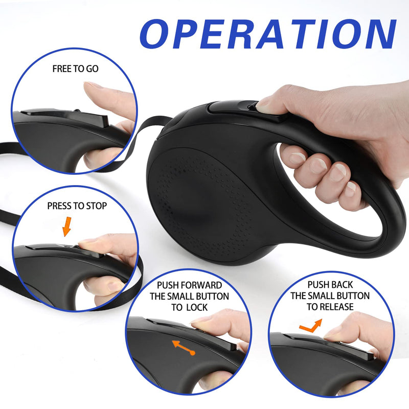 Retractable Dog Leash, 26 Feet Dog Leash for Small to Large Dogs up to 110lbs, Anti-Slip Handle One Button Lock and Release, Heavy Duty 360° Tangle-Free - PawsPlanet Australia