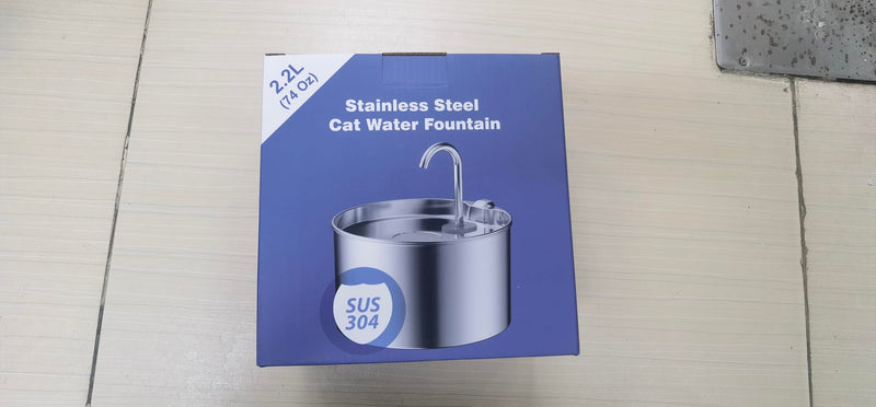 Cat Water Fountain Stainless Steel: 74oz/2.2L Cat Fountain for Drinking - Pet Water Fountain for Cats Inside - Quiet Cats Water Bowl Dispenser - Kitty Drinking Fountains - for Pets& Small Animals 74oz Fountain - PawsPlanet Australia