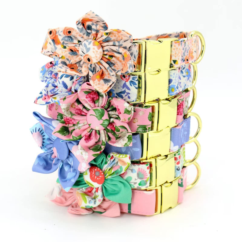 Beirui Cute Girl Dog Collar and Leash Set for Female Dogs- Floral Dog Collar with Flower for Small Medium Large Dogs Puppy, XS:Neck 8-12", Leash 5FT, Orange-1 XS:Neck for 8.0-13.0", leash 5FT - PawsPlanet Australia