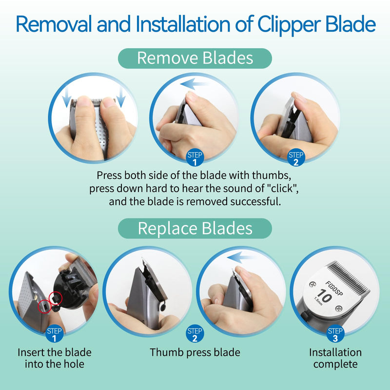 10FC Cordless Dog Grooming Clippers Replacement Blade Ceramic Edge Detachable Steel Pet Clipper Blade with Cutting Length of 1.9mm 1/13'' (1 Count) 10F Blade - PawsPlanet Australia
