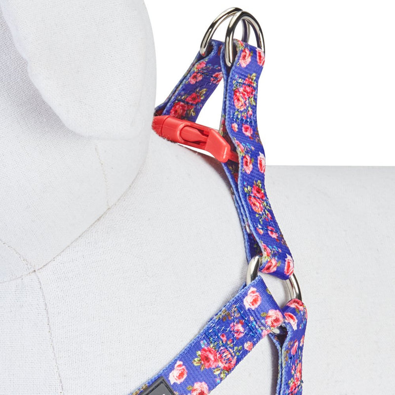 Blueberry Pet 9 Patterns Step-in Spring Scent Inspired Rose Print Irish Blue Dog Harness, Chest Girth 16.5" - 21.5", Small, Adjustable Harnesses for Dogs - PawsPlanet Australia