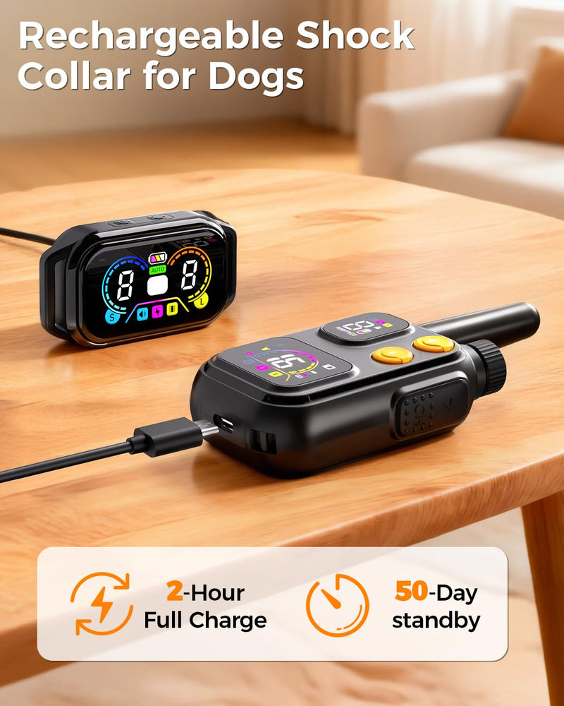 2-in-1 Dog Shock & Bark Collar with Remote – 4500FT Anti-Barking E Collars for Dog Training, IP67 Waterproof for Small Medium Large Breed (8-120Lbs) Black - PawsPlanet Australia