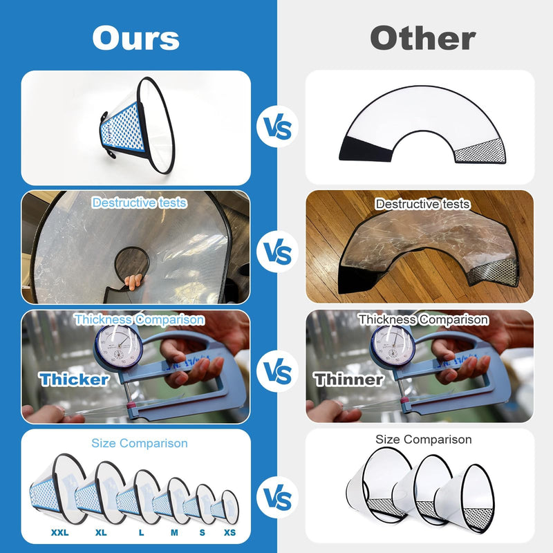 Supet Dog Cone Adjustable Pet Cone Recovery Collar Comfortable Pet Cone Collar Protective for After Surgery Anti-Bite Lick Wound Healing Safety Practical Plastic E-Collar for Dogs and Cats (White XXL) transparent