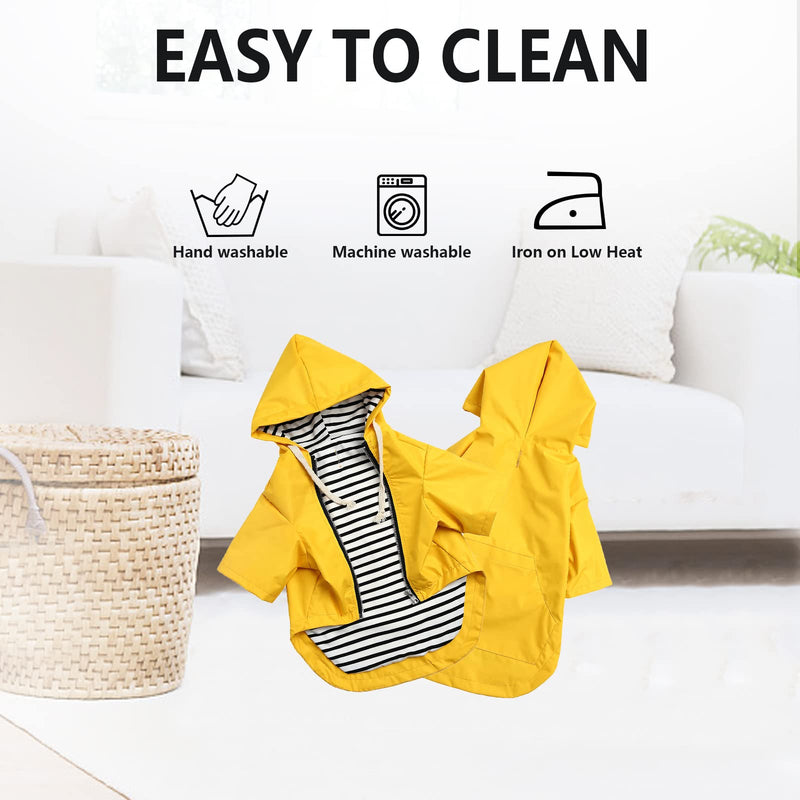 Dog Raincoat Puppy rain Jacket with Hood for Small Medium Breeds with Reflective Strap Storage Pocket Harness Hole Yellow Medium Medium(Chest: 19"-23")