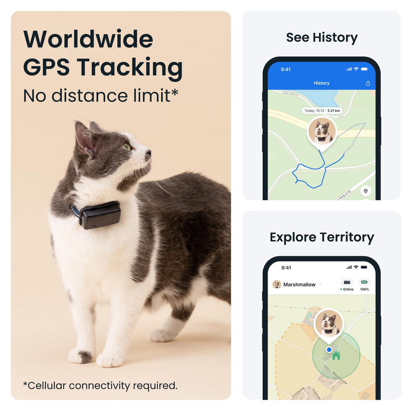 Tractive Smart Cat Tracker Mini | #1 Cat GPS | Real-Time Location Tracking | Territory & Location History | Safety Collar included (Dark Blue) Cat tracker (Dark Blue) - PawsPlanet Australia