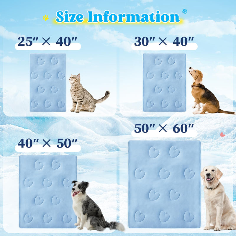 Cooling Blanket for Dogs, Lightweight & Durable Dog Cooling Mat, Q-MAX>0.45 Soft Breathable Pets Comforter for Couch, Bed & Car Essential - Light Blue 50x60 Inches 50''x60'' - PawsPlanet Australia