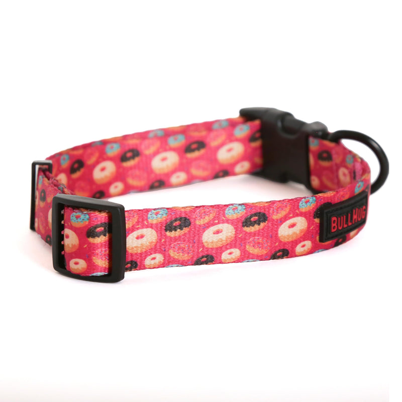 BullHug Adjustable Dog Collar – Soft Durable Polyester, Vibrant Prints, Quick-Release UTX Buckle, Comfortable for Small to Large Dogs (Collar: 30-44 cm - (Donuts, Medium)) Donuts Medium - (Width 2.5 cm , Neck 30-44 cm)