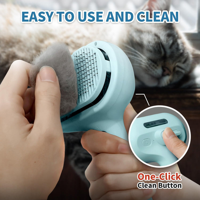 Cat Steam Brush for Shedding, 3 In 1 Self Cleaning Steamy Pet Brush Anti Static Flying Hair Spray Cat Comb for Long and Short Hair Pets Grooming Remove Loose Haired Reduce Shedding (Blue) Blue - PawsPlanet Australia