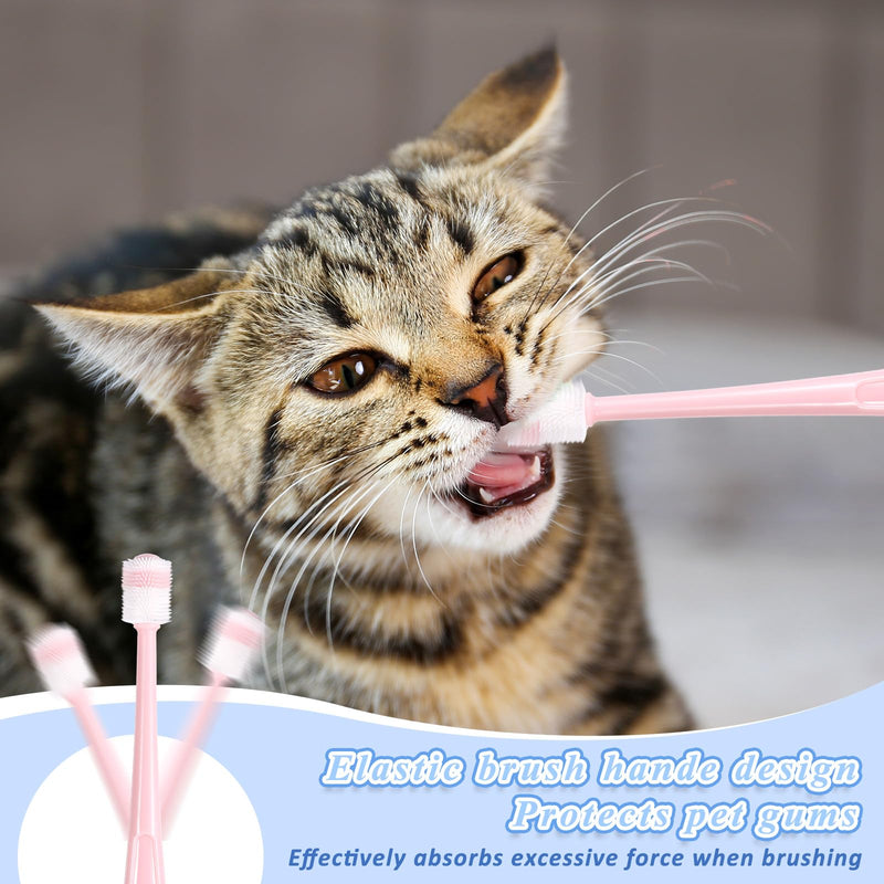 3-piece Cat and Dog Toothbrush, 360 Degree Cleaning, Soft Bristles, Pink, Blue, Green