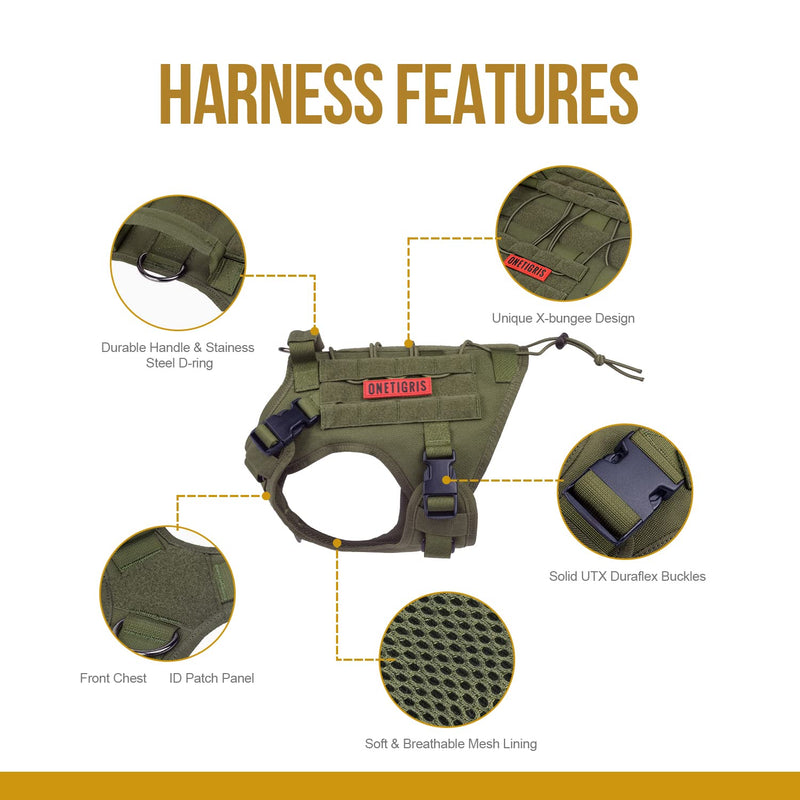 Tactical Dog Harness, Full Body Dog Harness with Handle Heavy Duty Dog Vest for Hiking Training Outdoor Dogs(Ranger Green, Large) L - PawsPlanet Australia