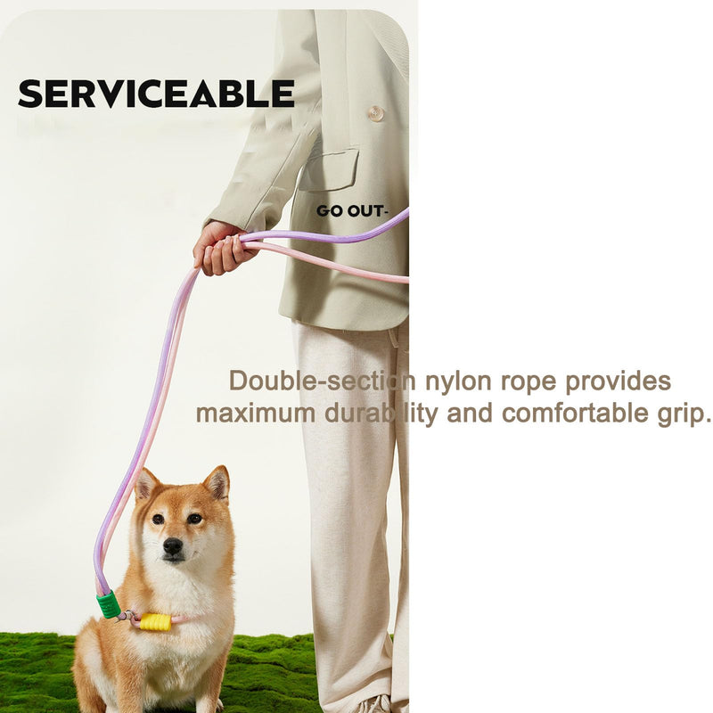 Slip Lead Dog Leash,Comfortable NBR Handle,Nylon Rope Lead for Control Safety Training,Preventing Dogs from Suddenly Rushing,Leashes for All Dogs (Double-Section Style：Blue-5ft*1/2inch) Double-section style：Blue-5ft*1/2inch - PawsPlanet Australia