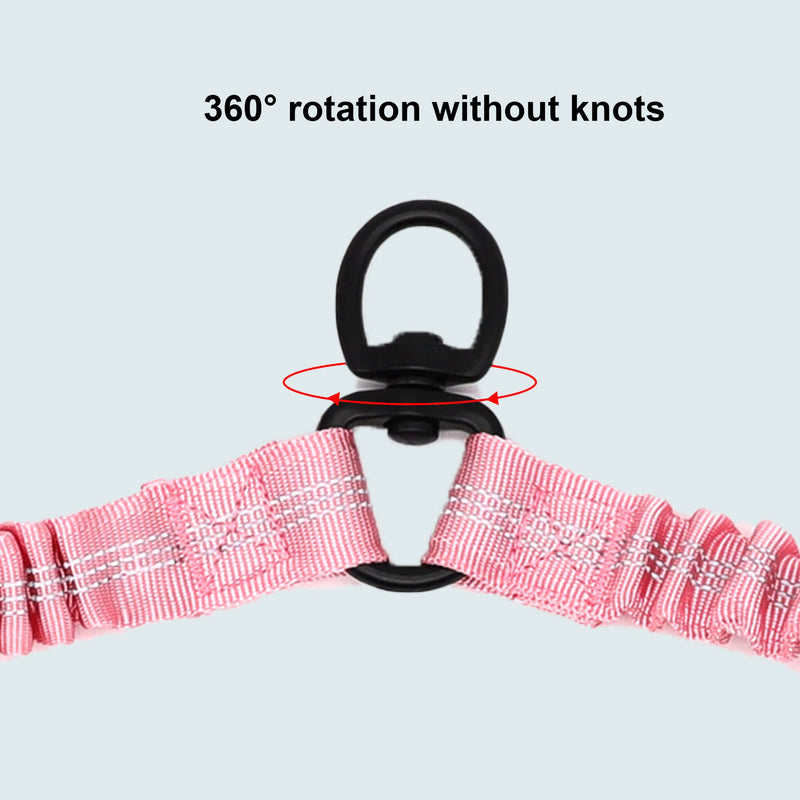 Pet Double Dog Leash, Comfortable Shock Absorbing Reflective Bungee Lead Walk 2 Dogs with Ease, 360° Swivel No Tangle Double Dog Walking &Training Leash, Dual Dog Leash Accessory (Pink) Pink - PawsPlanet Australia