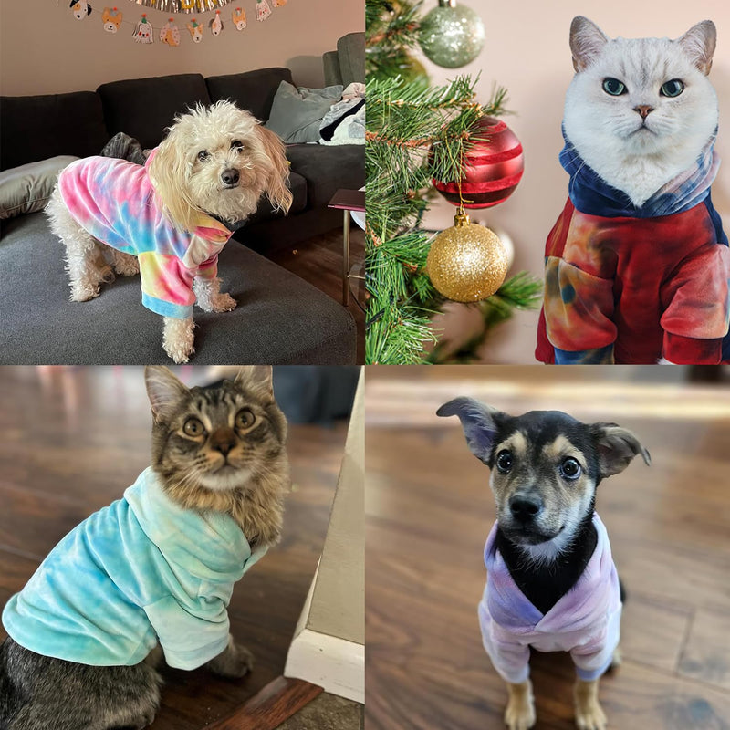 Tie Dye Dog Hoodie Puppy Sweater Sweatshirt, Cold Weather Coat Pet Clothes for Dog Cat Brown Medium - PawsPlanet Australia