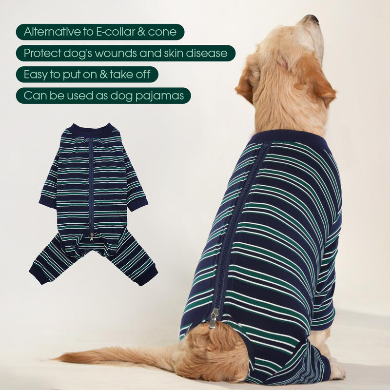 Kuoser Dog Surgery Suit Female Spay, Soft Dog Pajamas, Long Sleeve Dog Recovery Suit, Dog Clothes Onesie for Surgery, Pet Neuter Spay Bodysuit Apparel with Zipper, E-Collar & Cone Alternative Medium Navy - PawsPlanet Australia