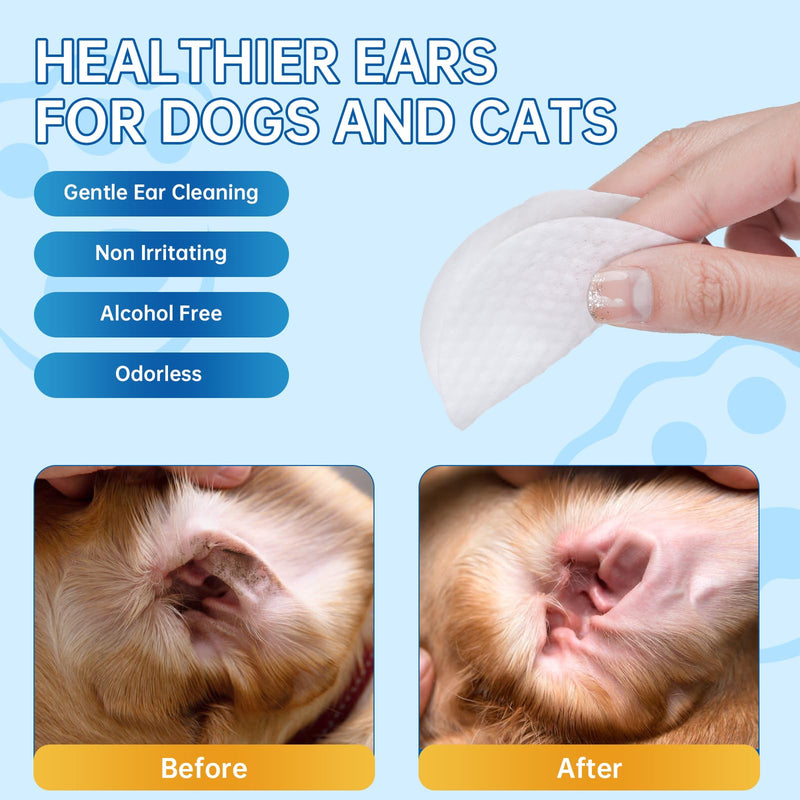 Pet Ear Wipes for Dogs & Cats - 200 Count Dog Ear Cleaner Wipes Gently Remove Ear Wax, Dirt Debris - Cleanse, Soothe & Deodorize - Cat Dog Ear Wipes Relieve Ear Itching & Inflammation, Pet Ear Wipes - PawsPlanet Australia