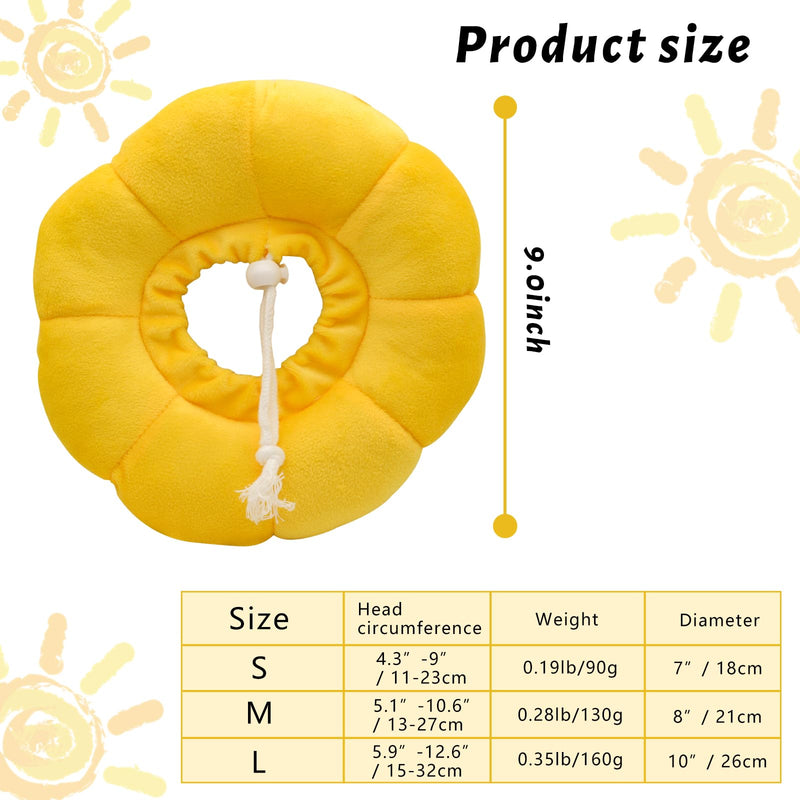 Sunflower Cat Recovery Cone, Adjustable Pet Elizabethan Collar for Cats &Puppy, Soft Cone for Cats After Surgery to Stop Licking, Cat Neck Pillow for Sleeping, Easy to Clean (Yellow, S) Yellow, S - PawsPlanet Australia