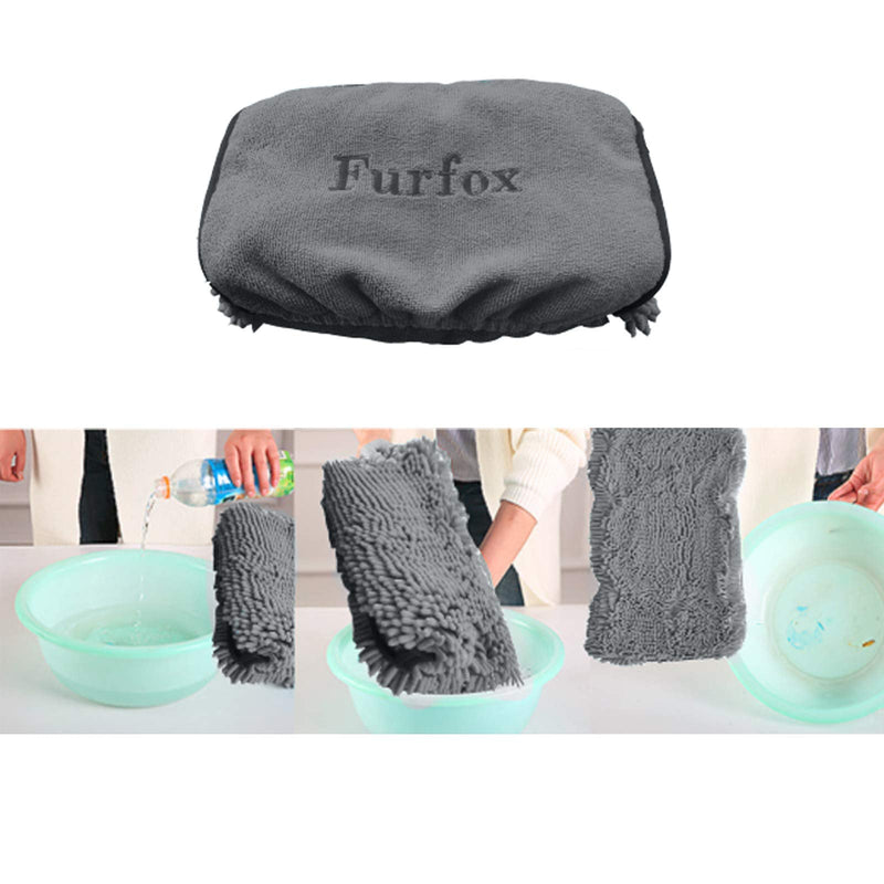 Furfox Absorbent Dog Towel, Microfiber Quick Drying Towel Machine Washable with Hand Pockets Pet Towel for Medium Large Dog 35 x 15'' Grey