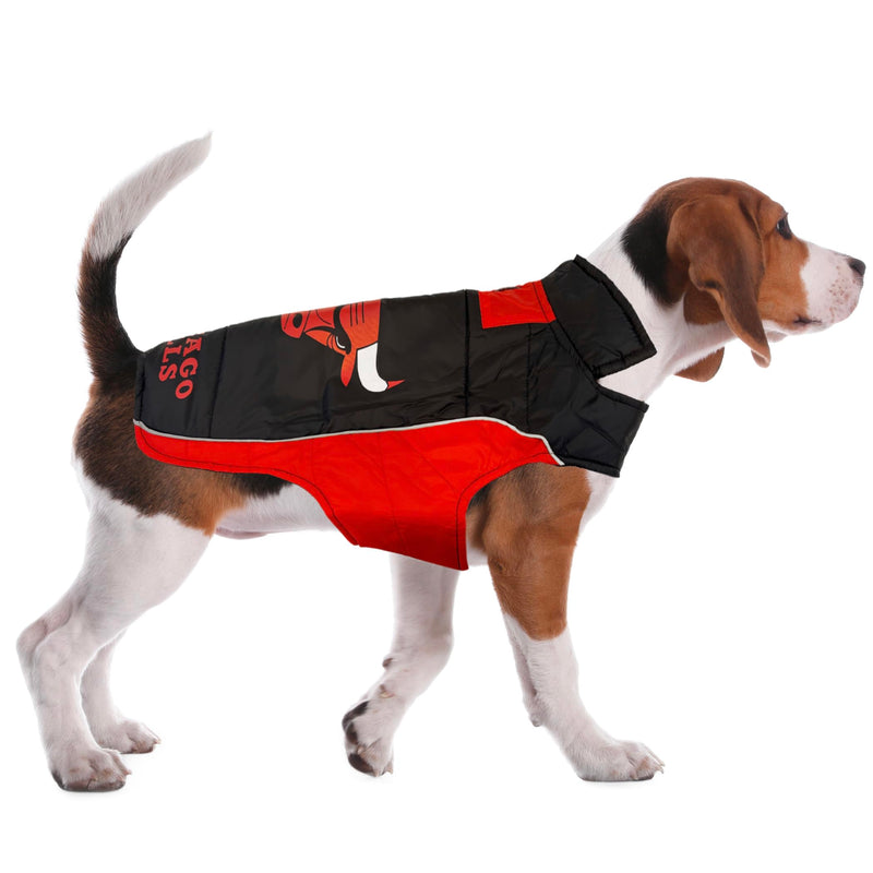 NBA Chicago Bulls Puffer Vest for Dogs & Cats, Size Large. Warm, Cozy, and Waterproof Dog Coat, for Small and Large Dogs/Cats. Best NBA Licensed PET Warming Sports Jacket
