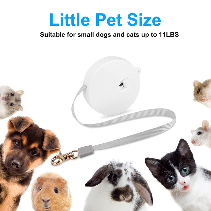 Retractable Dog Leash for Small Dogs Cats up to 11lbs with 6.5ft Anti-Pull Strong Nylon Tape, Hands Free, Mini and Portable Walking Leash with Wrist Strap, One-Hand Brake, White Round - PawsPlanet Australia