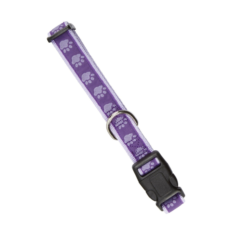 Casual Canine TwoTone Pawprint Dog Collar, 10-16-Inch, Purple 10-16 inch - PawsPlanet Australia