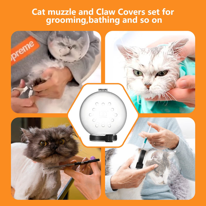 Cat Muzzle for Grooming,Bubble Muzzle and Boots for Nail Trimming,Cat Grooming Mask with Anti Bite,Cat Astronaut Helmet,Cat Breathable Muzzle and Silicone Paw Covers Medium